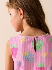 Pink Strawberries Sleeveless Jersey Dress (3-16yrs) - Image 6 of 10