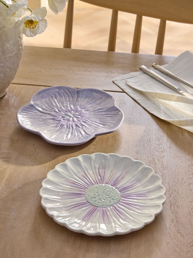 Set of 2 Lilac Flower Side Plates - Image 1 of 1