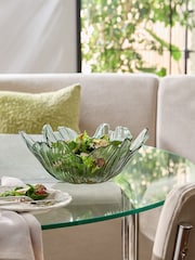 Green Rosa Flower Glass Serving Bowl - Image 1 of 7
