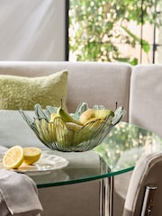 Green Rosa Flower Glass Serving Bowl - Image 2 of 7