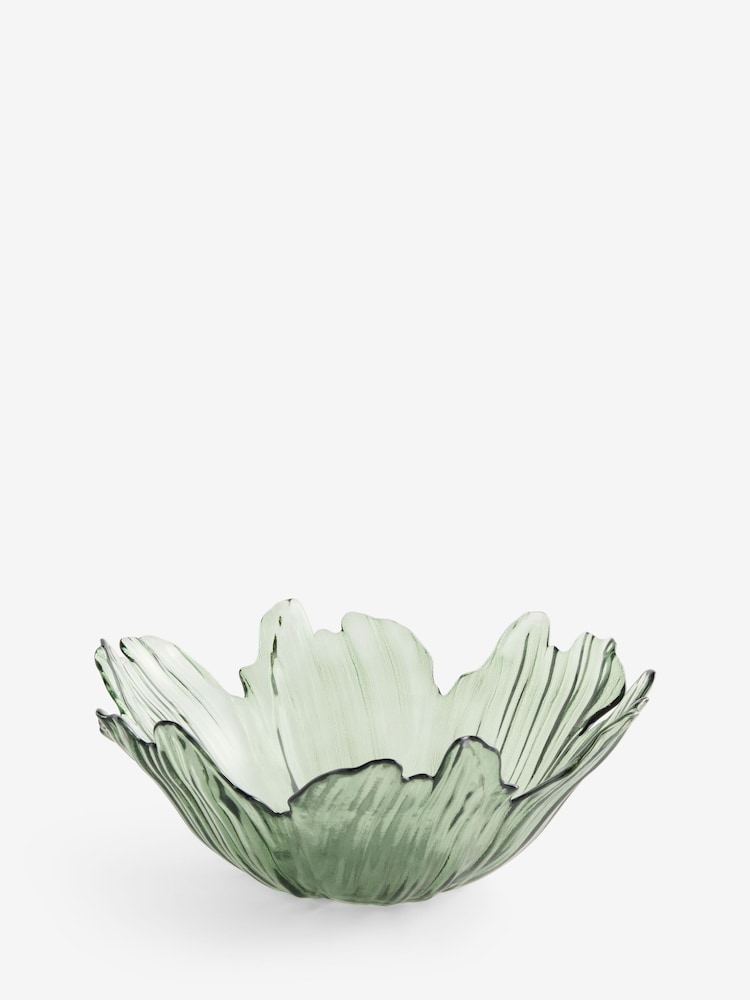 Green Rosa Flower Glass Serving Bowl - Image 7 of 7