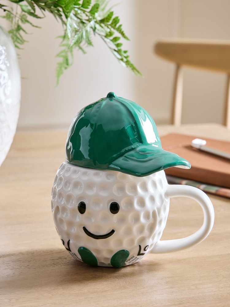 White Golf Mug with Lid - Image 2 of 4 White Golf Mug with Lid - Image 2 of 4