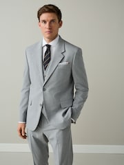 Light Grey Slim Fit Motionflex Textured Suit Jacket - Image 1 of 11