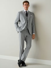 Light Grey Slim Fit Motionflex Textured Suit Jacket - Image 2 of 11
