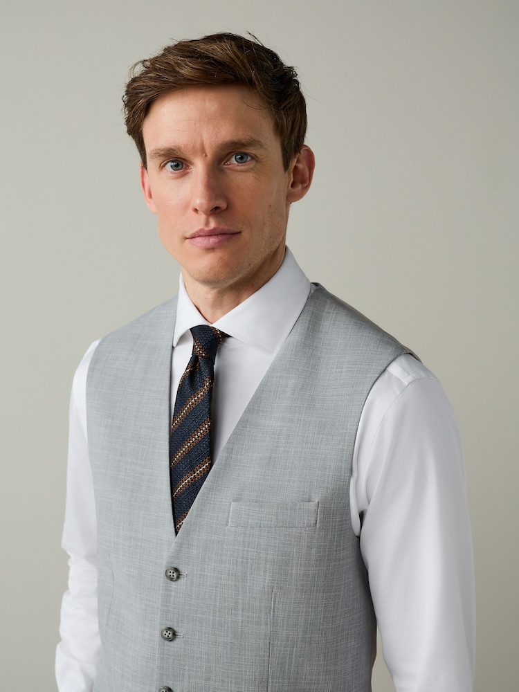 боз - Motionflex Textured Suit Waistcoat - 4ичинен 4 сүрөт боз - Motionflex Textured Suit Waistcoat - 4ичинен 4 сүрөт