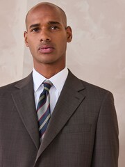 Brown Tailored Fit N.Premium Merino Wool Blend Texture Suit Jacket - Image 1 of 11