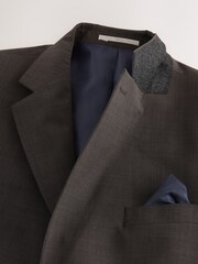 Brown Tailored Fit N.Premium Merino Wool Blend Texture Suit Jacket - Image 9 of 11