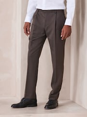 Brown N.Premium Tailored Fit Merino Wool Blend Texture Suit Trousers - Image 1 of 4