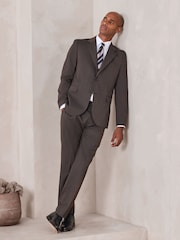 Brown N.Premium Tailored Fit Merino Wool Blend Texture Suit Trousers - Image 2 of 4