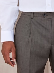 Brown N.Premium Tailored Fit Merino Wool Blend Texture Suit Trousers - Image 4 of 4