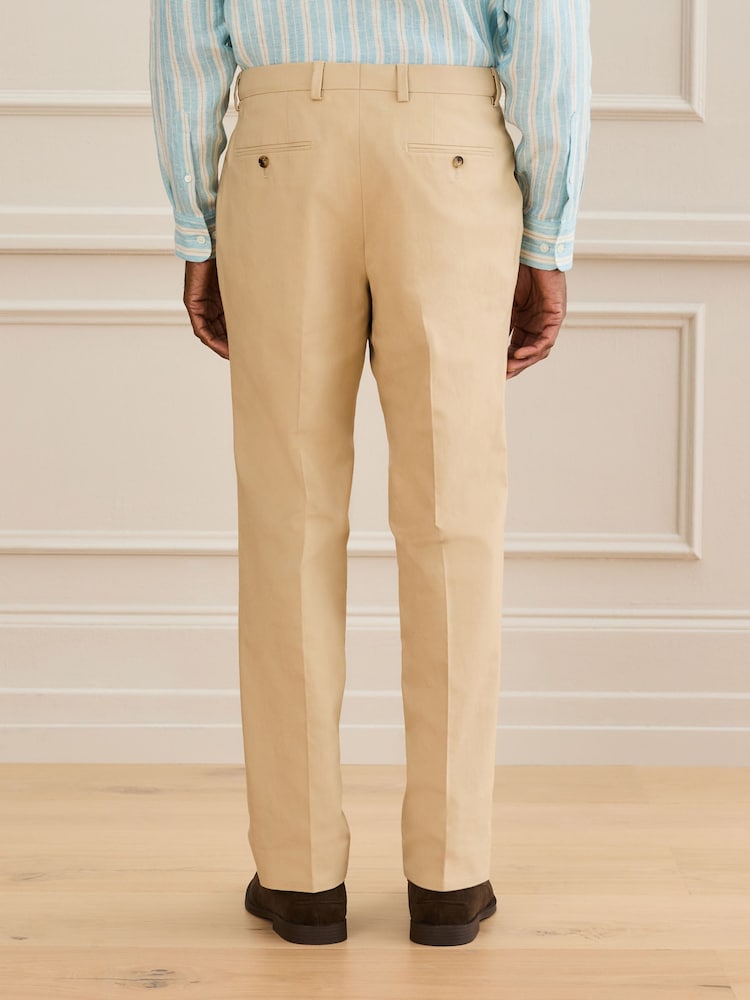 Stone Signature Tailored Fit Emmetex Italian Cotton Linen Suit Trousers - Image 2 of 4