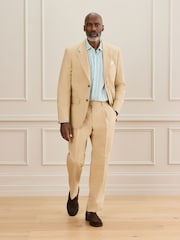 Stone Signature Tailored Fit Emmetex Italian Cotton Linen Suit Trousers - Image 3 of 4