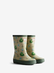 Hunter Green Kids First Classic Lilly Pad Print Wellies - Image 2 of 4
