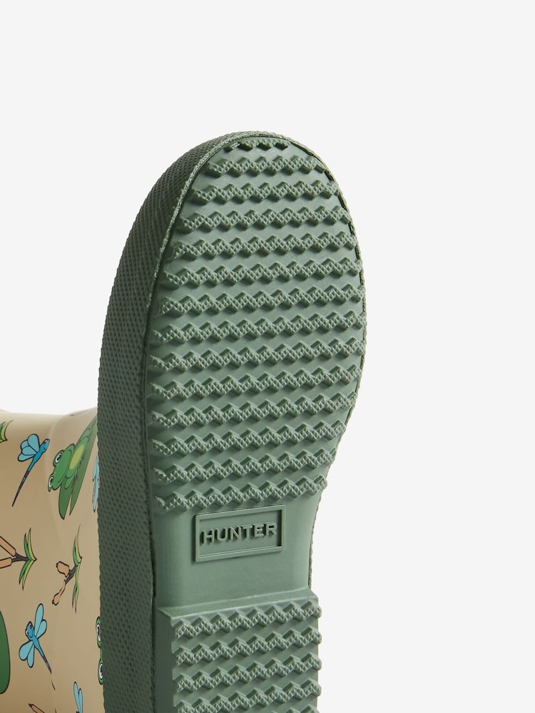 Hunter Green Kids First Classic Lilly Pad Print Wellies - Image 4 of 4