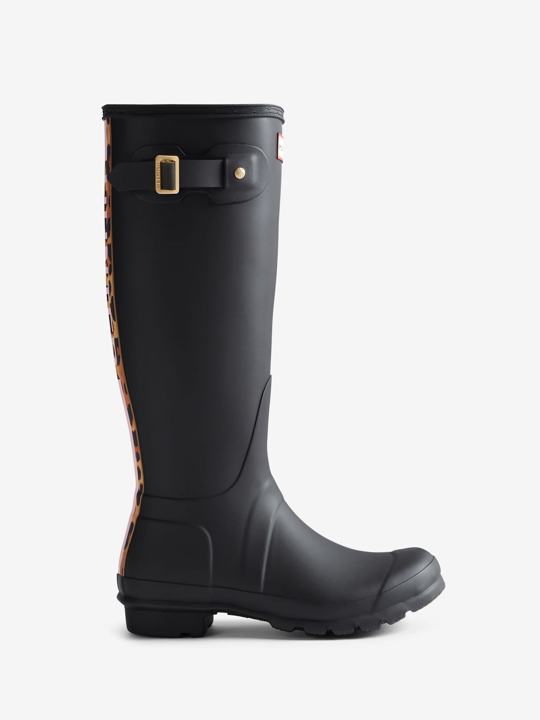 Buy Hunter Black Original Tall Leopard Backstrap Boots from Next USA