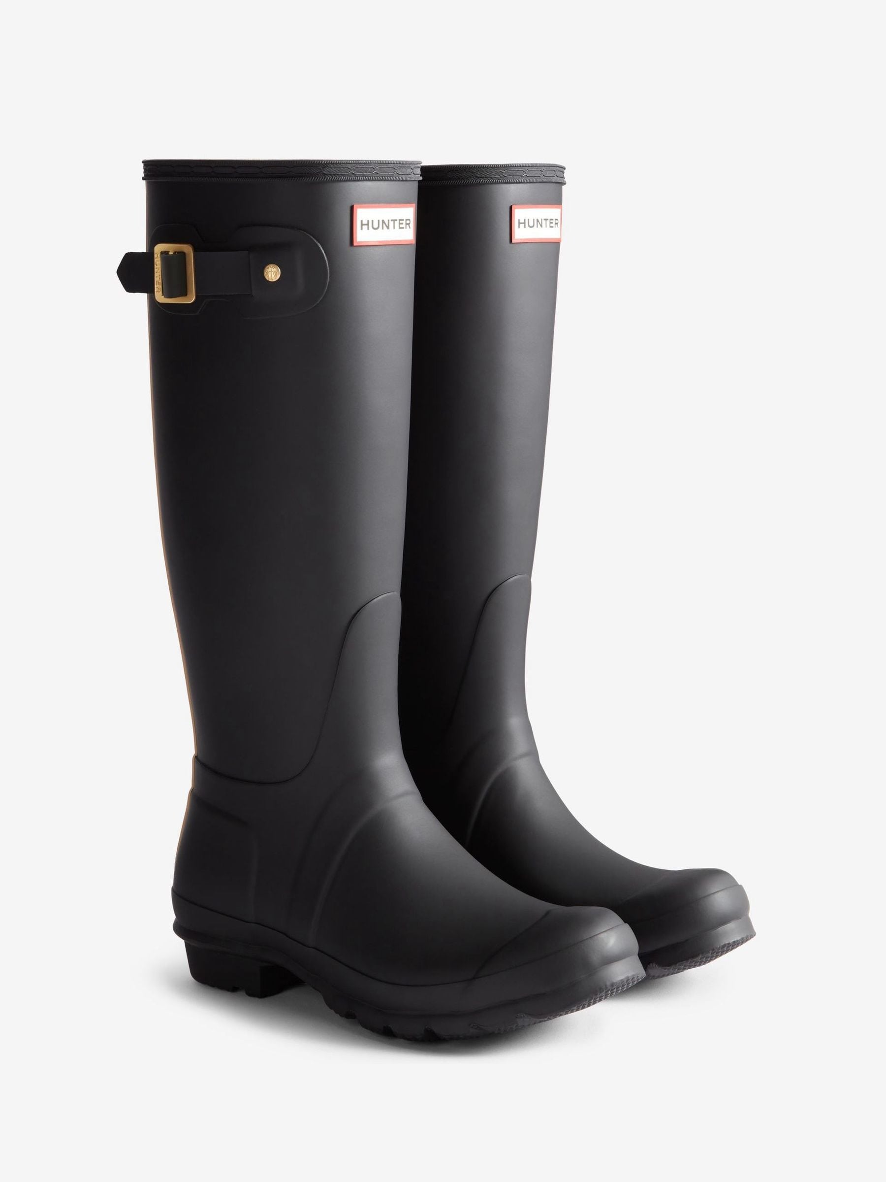 Buy Hunter Black Original Tall Leopard Backstrap Boots from Next USA