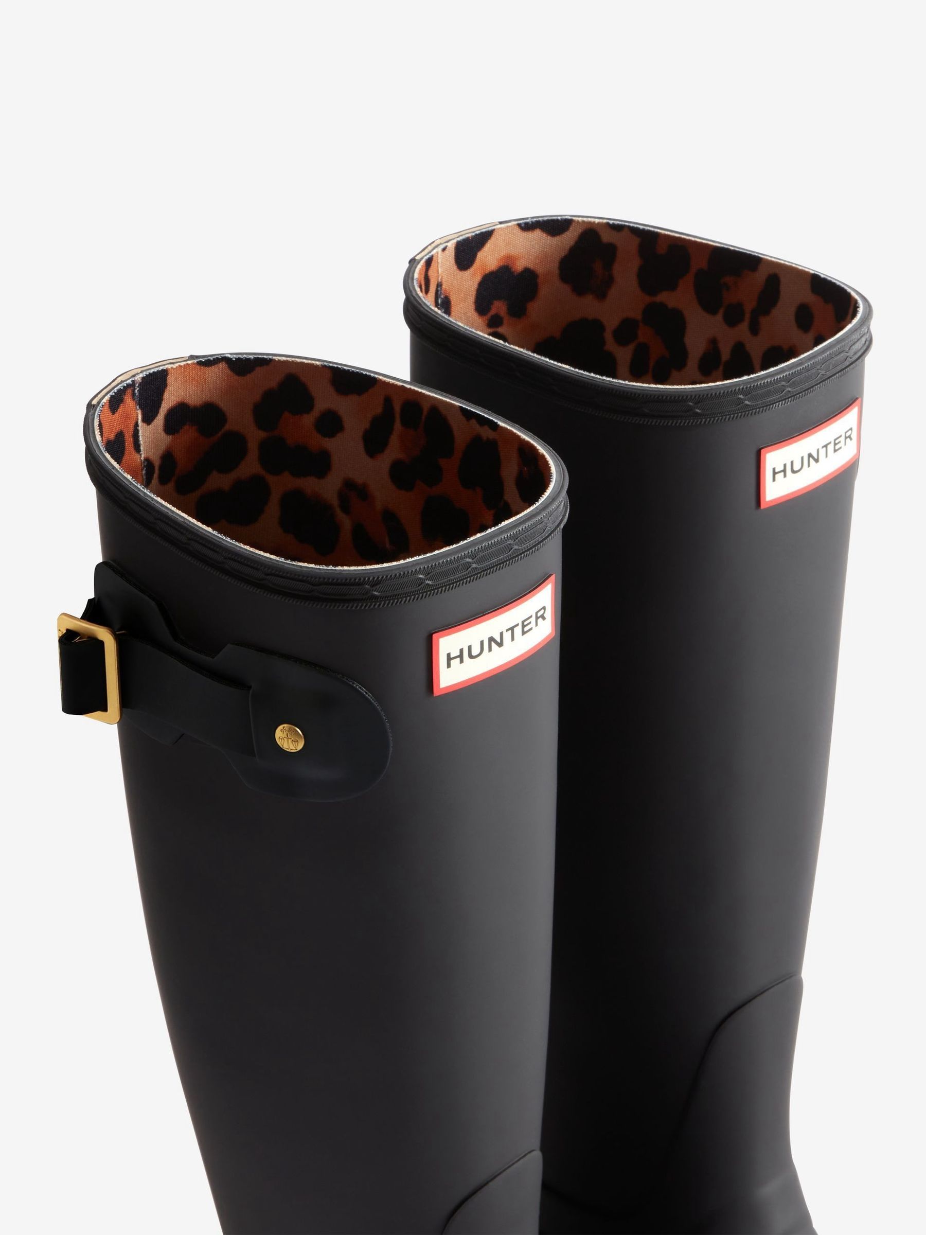 Buy Hunter Black Original Tall Leopard Backstrap Boots from Next USA