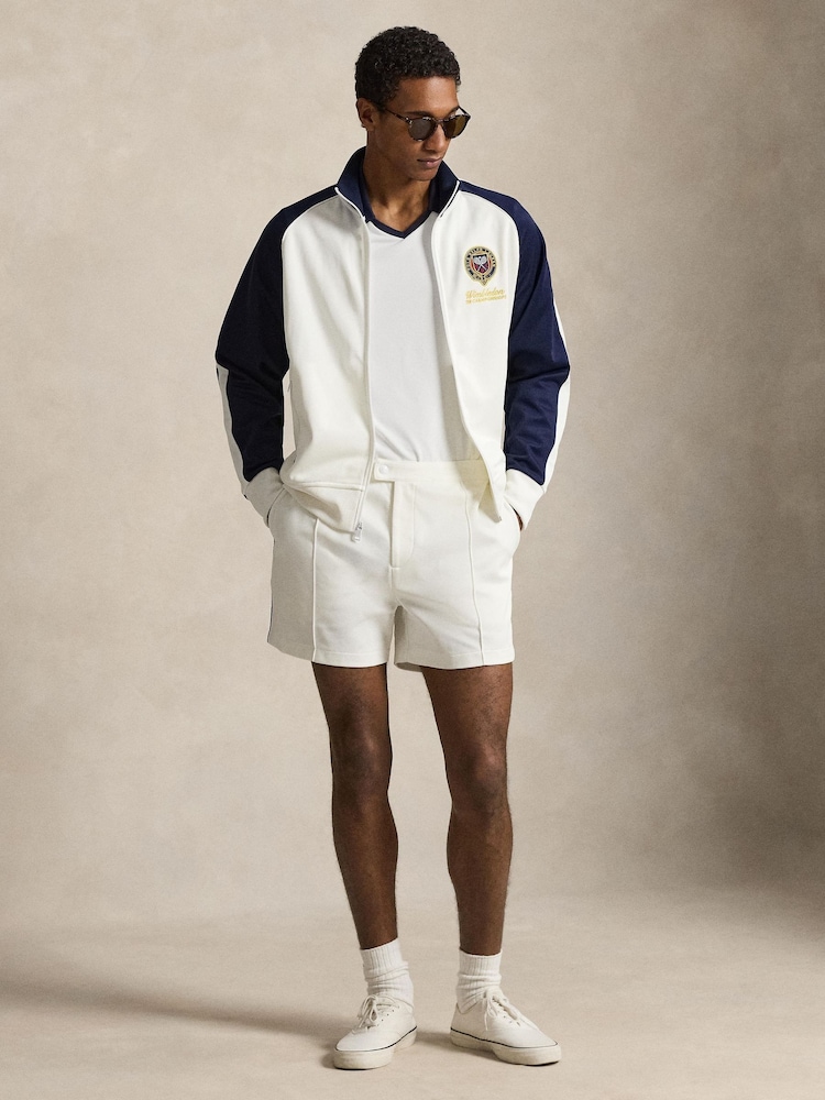 Polo Ralph Lauren Ceramic White & Refined Navy Wimbledon Full Zip Classic Fit Tricot Track Jacket - Image 1 of 4