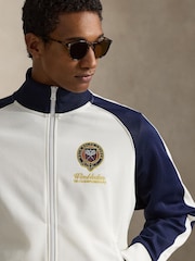 Polo Ralph Lauren Ceramic White & Refined Navy Wimbledon Full Zip Classic Fit Tricot Track Jacket - Image 3 of 4