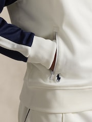 Polo Ralph Lauren Ceramic White & Refined Navy Wimbledon Full Zip Classic Fit Tricot Track Jacket - Image 4 of 4