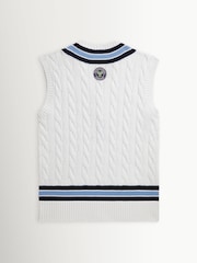 Polo Ralph Lauren Cream Wimbledon Cricket Cable Knit Cotton Sweater Vest - Image 2 of 2