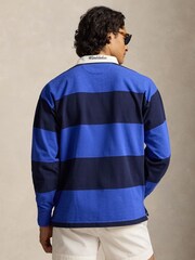 Polo Ralph Lauren Collegiate Blue & Refined Navy Wimbledon Crest Embroidery Striped Rugby Shirt - Image 2 of 3