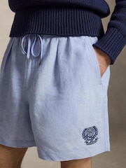 Polo Ralph Lauren Office Blue Wimbledon Crest Embroidery Chambray Prepster Shorts - Image 4 of 4