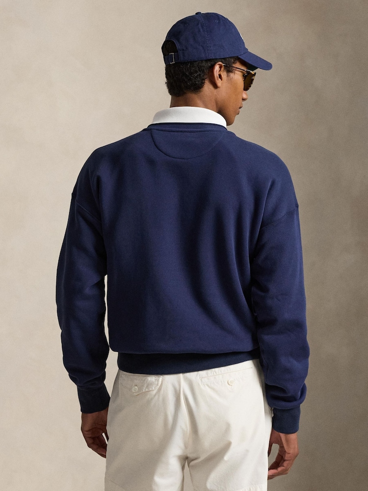 Polo Ralph Lauren Refined Navy Wimbledon Tonal Polo Crest Relaxed Fit Crewneck Sweatshirt - Image 2 of 3