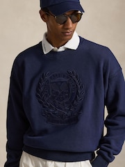 Polo Ralph Lauren Refined Navy Wimbledon Tonal Polo Crest Relaxed Fit Crewneck Sweatshirt - Image 3 of 3