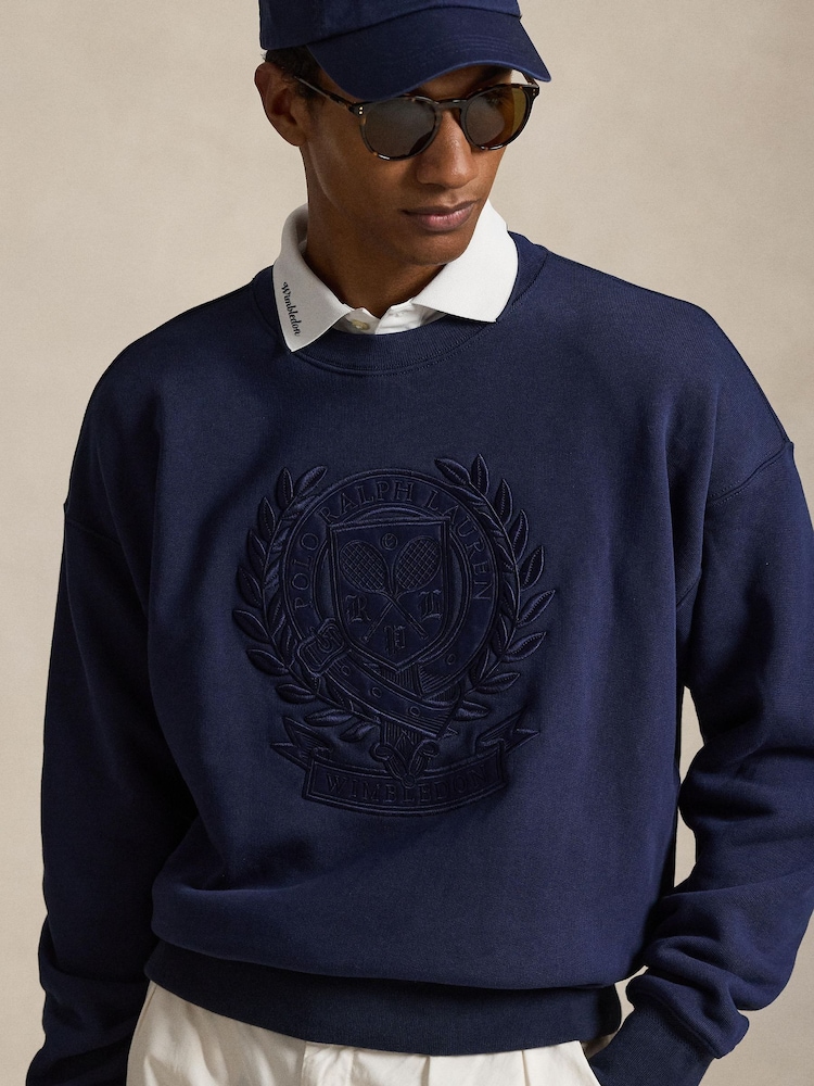 Polo Ralph Lauren Refined Navy Wimbledon Tonal Polo Crest Relaxed Fit Crewneck Sweatshirt - Image 3 of 3