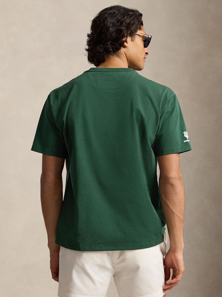 Polo Ralph Lauren Moss Agate Wimbledon Short Sleeve Script Logo T-Shirt - Image 2 of 3