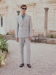 Blue Signature Leomaster Tailored Fit Seersucker Texture Stripe Suit Trousers - Image 3 of 12