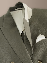 Green Signature Leomaster Double Breasted Tailored Fit Seersucker Texture Stripe Suit Jacket - Image 10 of 12