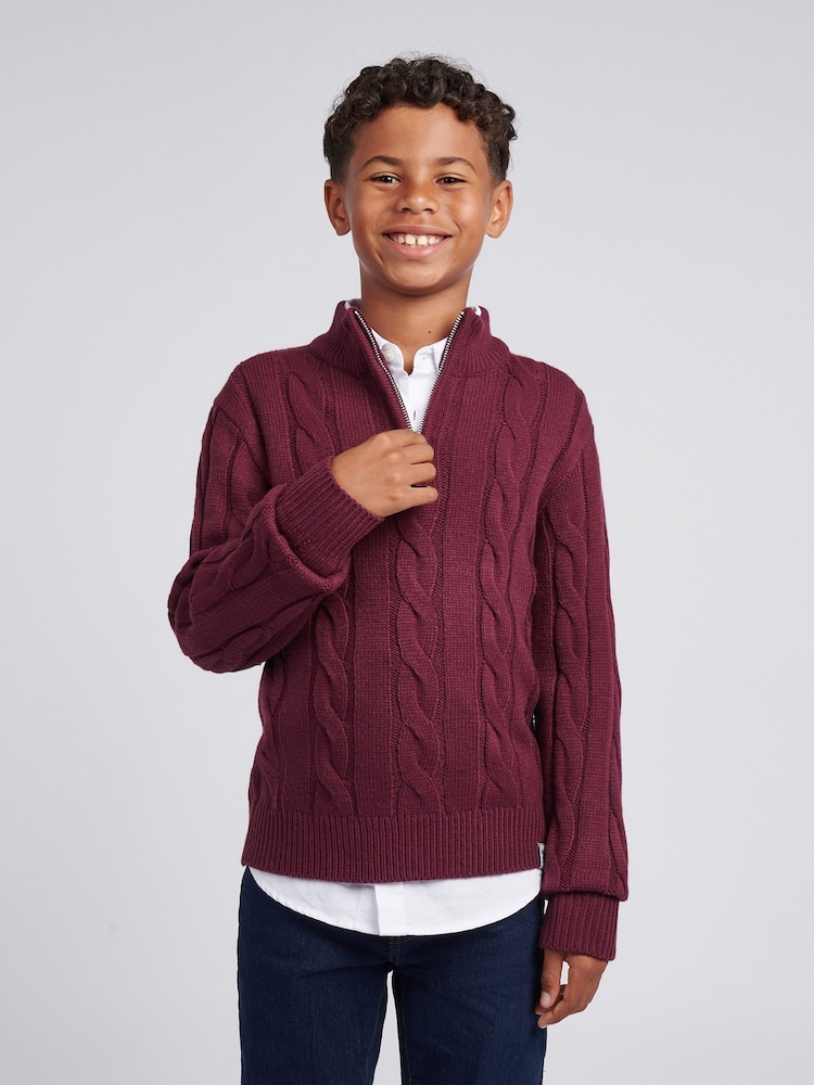 Lila - U.S. Polo Assn. Boys Cable Knit Funnel Jumpers - Bild 1 von 7
