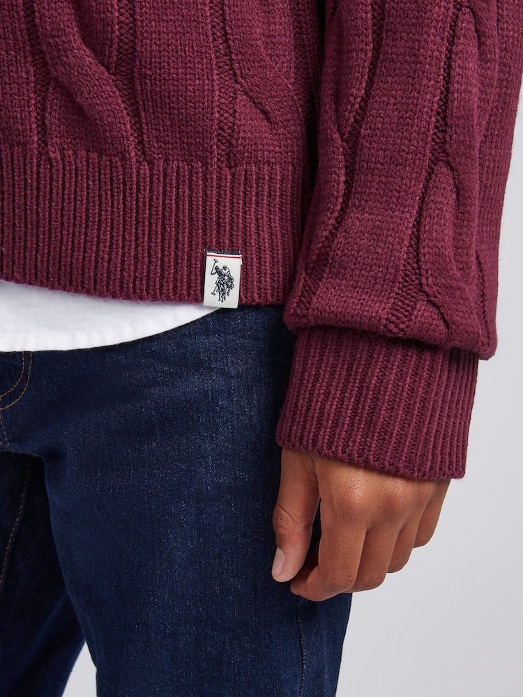 Lila - U.S. Polo Assn. Boys Cable Knit Funnel Jumpers - Bild 2 von 7