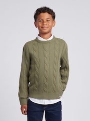 U.S. Polo Assn. Grey Boys Cable Knit Crew Jumper - Image 1 of 7