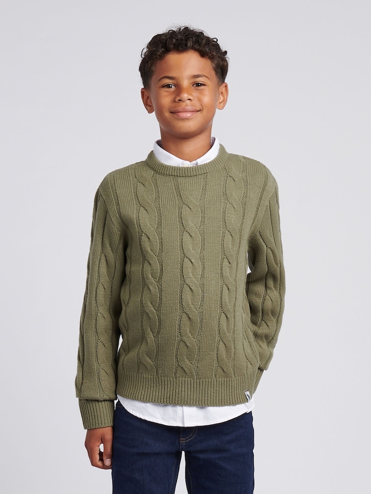 U.S. Polo Assn. Grey Boys Cable Knit Crew Jumper - Image 1 of 7 U.S. Polo Assn. Grey Boys Cable Knit Crew Jumper - Image 1 of 7