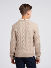 U.S. Polo Assn. Natural Boys Cable Knit Crew Jumper - Image 2 of 7