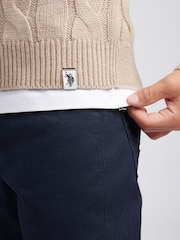 U.S. Polo Assn. Natural Boys Cable Knit Crew Jumper - Image 4 of 7