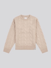U.S. Polo Assn. Natural Boys Cable Knit Crew Jumper - Image 5 of 7