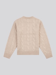 U.S. Polo Assn. Natural Boys Cable Knit Crew Jumper - Image 6 of 7