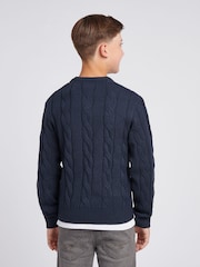 U.S. Polo Assn. Blue Boys Cable Knit Crew Jumper - Image 2 of 7