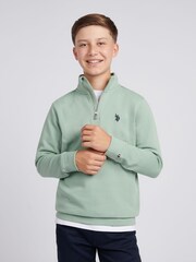 U.S. Polo Assn. Green Double Horsemen ¼ Zip Sweatshirt - Image 1 of 8
