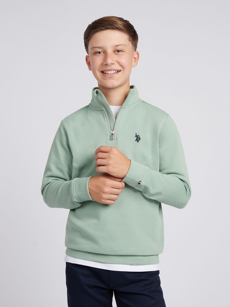 U.S. Polo Assn. Green Double Horsemen ¼ Zip Sweatshirt - Image 1 of 8