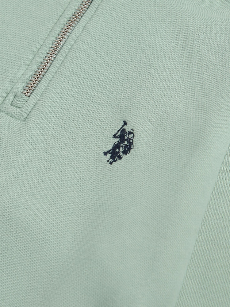 U.S. Polo Assn. Green Double Horsemen ¼ Zip Sweatshirt - Image 8 of 8