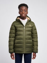 U.S. Polo Assn. Green Hooded Quilted Jacket - Image 1 of 9