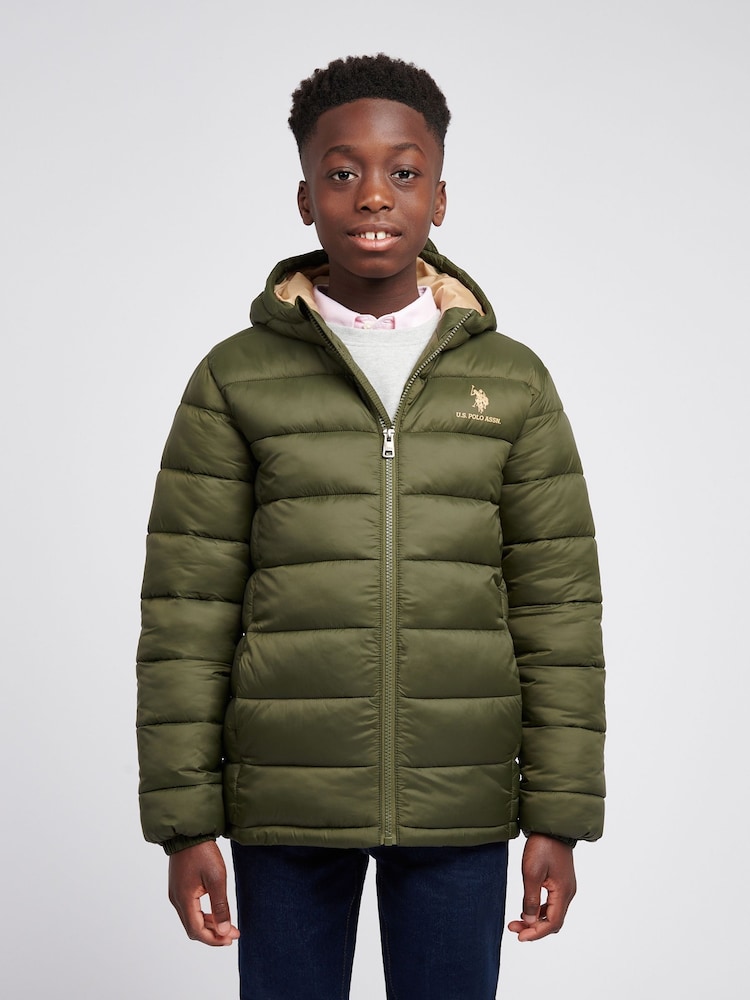 U.S. Polo Assn. Green Hooded Quilted Jacket - Image 1 of 9