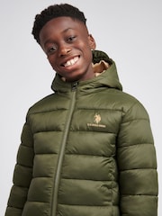 U.S. Polo Assn. Green Hooded Quilted Jacket - Image 4 of 9