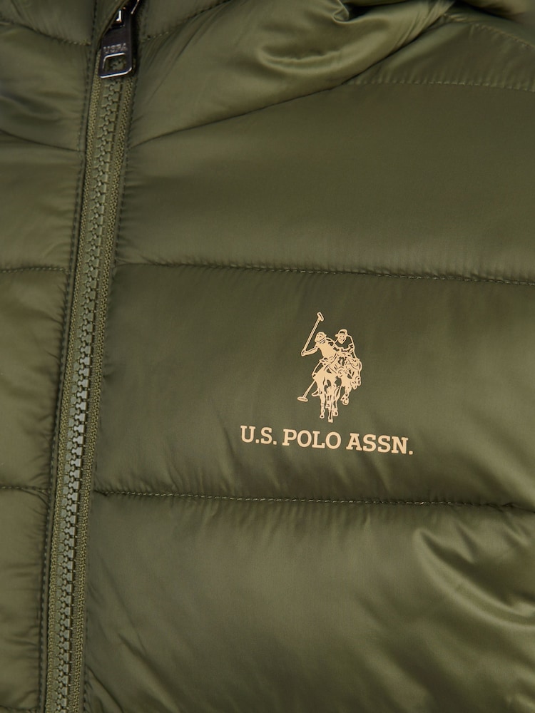 U.S. Polo Assn. Green Hooded Quilted Jacket - Image 9 of 9