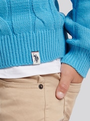 U.S. Polo Assn. Heritage Blue Boys Cable Knit Crew Jumper - Image 2 of 7